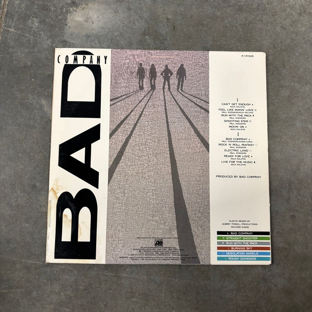 Bad Company 10 from 6 Vinyl LP Atlantic Records A1-81625 Classic Rock Hits 1985